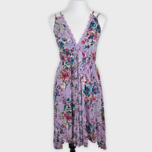 Angie Dresses & Skirts - Angie Purple Floral Strappy Rayon Dress S